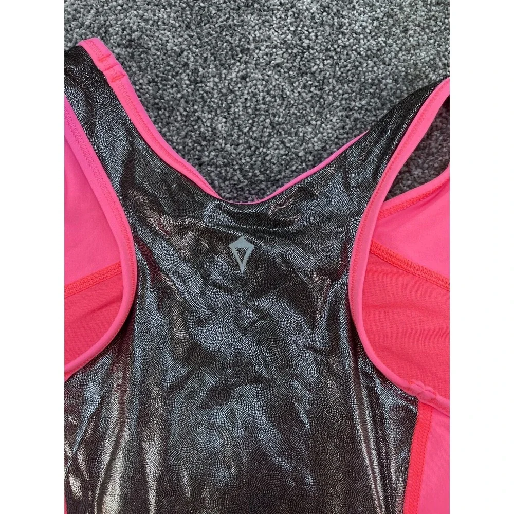 Iviva Athletic Swimsuit Girls Size 14 Pink‎ & Metallic Black